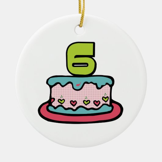 6歳の誕生日ケーキ セラミックオーナメント (正面)