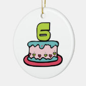 6歳の誕生日ケーキ セラミックオーナメント (左)