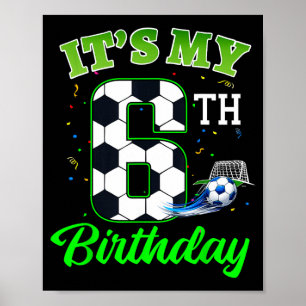 6歳の誕生日サッカー少年少女スポーツ ポスター