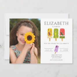 6歳の誕生日サマーパーティー ポップシクル アイスクリームパーティー 招待状