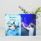 6歳の誕生日サメの写真 招待状 (スタンド正面)
