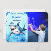 6歳の誕生日サメの写真 招待状 (正面)