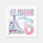 6歳の誕生日スケートで滑るパーティー スタンダードカクテルナプキン (正面)