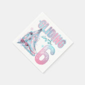 6歳の誕生日スケートで滑るパーティー スタンダードカクテルナプキン (角)