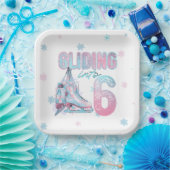 6歳の誕生日スケートで滑るパーティー ペーパープレート (パーティー)