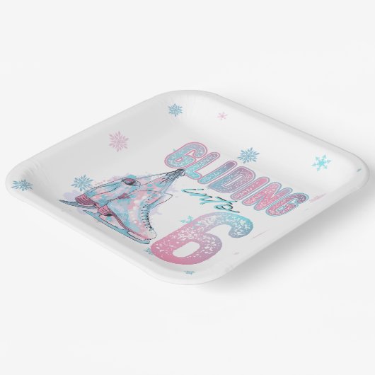 6歳の誕生日スケートで滑るパーティー ペーパープレート (傾斜あり)