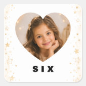 6歳の誕生日ステッカー 写真入り女の子 スクエアシール (正面)