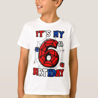 6歳の誕生日スパイダースーパーヒーロー Tシャツ