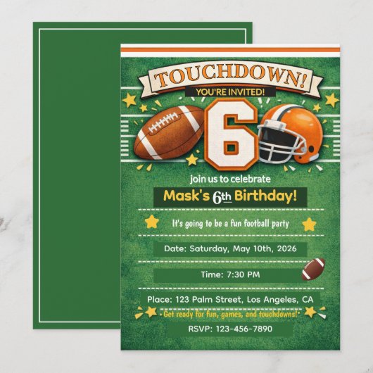 6歳の誕生日スポーツパーティー招待状 招待状 (正面/裏面)
