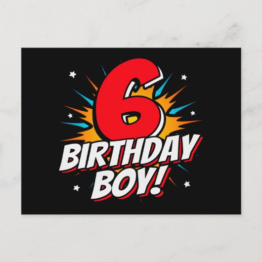 6歳の誕生日スーパーヒーロー少年 6歳の誕生日 ポストカード (正面)