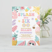 6歳の誕生日トロピカルビーチパーティーに飛び込め！ 招待状 (スタンド正面)
