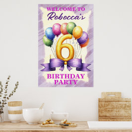 6歳の誕生日バルーンのテーマ ポスター