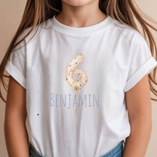 6歳の誕生日バルーンマイルストーン 誕生日パーティー Tシャツ