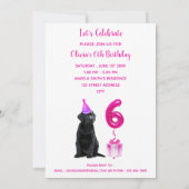 6歳の誕生日パピー テーマ - かわいい犬のピンクの女の子のパーティー 招待状 (裏面)