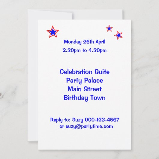 6歳の誕生日パーソナライズされたパーティの招待状 招待状 (裏面)