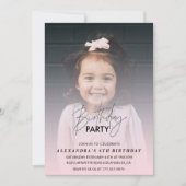 6歳の誕生日パーティー招待状 バースデー パーティー 写真 ピンク 招待状 (正面)