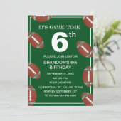 6歳の誕生日パーティー サッカー 緑 スポーツ 子供 男の子 招待状 (スタンド正面)