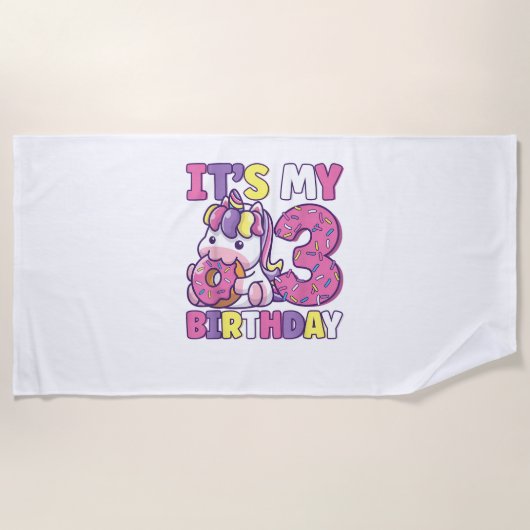 6歳の誕生日パーティー 6歳 かわいいダビン ビーチタオル (正面)
