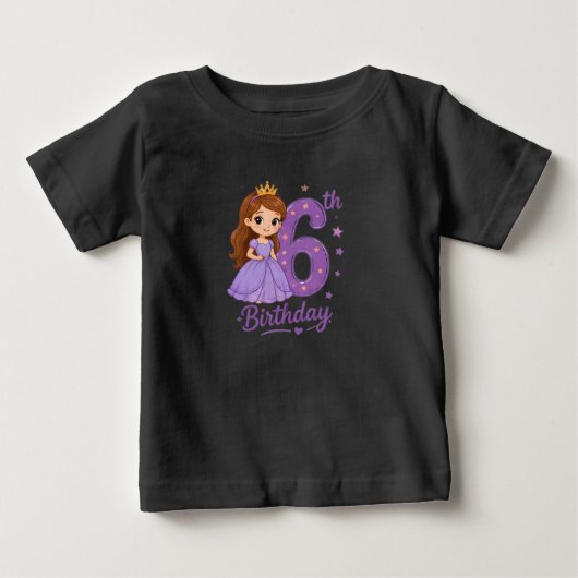 6歳の誕生日プリンセスTシャツ ベビーTシャツ (正面)