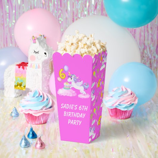 6歳の誕生日ユニコーンケーキ付お菓子ボックス フェイバーボックス (パーティー)