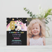 6歳の誕生日ユニコーンバースデー招待状の写真 招待状 (スタンド正面)
