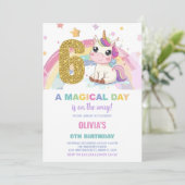 6歳の誕生日ユニコーンバースデー招待状 招待状 (スタンド正面)