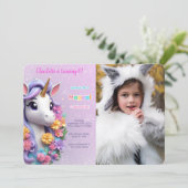 6歳の誕生日ユニコーンフォト 招待状 (スタンド正面)