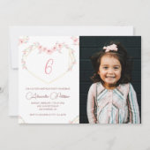 6歳の誕生日招待状　ボヘミアンフラワーフォト 招待状 (正面)