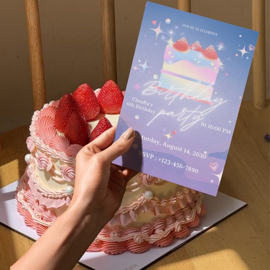 6歳の誕生日招待状 女の子用 招待状