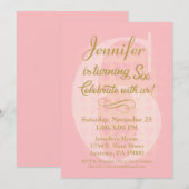 6歳の誕生日招待状 女の子 ピンク ゴールド ハート 招待状 (正面/裏面)