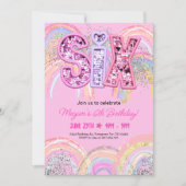 6歳の誕生日虹の招待状 招待状 (正面)