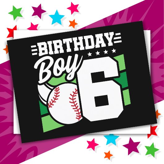 6歳の誕生日野球パーティーテーマ 男の子6歳 ポストカード