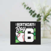 6歳の誕生日野球パーティーテーマ 男の子6歳 ポストカード (スタンド正面)