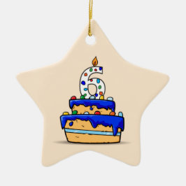 6歳の誕生日 お菓子のブルーケーキ セラミックオーナメント