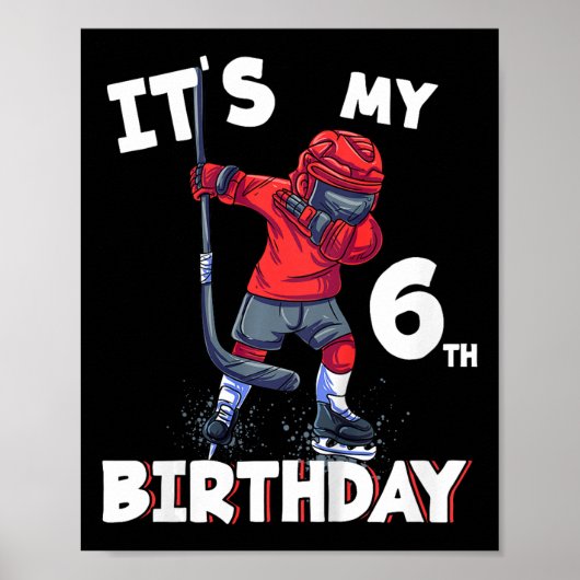 6歳の誕生日 アイスホッケー 誕生日おめでとう 6歳 ポスター (正面)