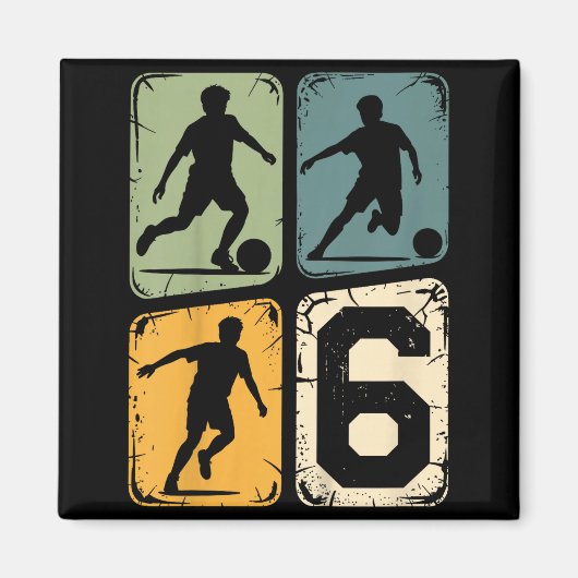 6歳の誕生日 サッカー少年 少女 サッカーボール マグネット (正面)