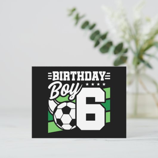 6歳の誕生日 サッカー パーティー 男子 6歳の誕生日 ポストカード (スタンド正面)