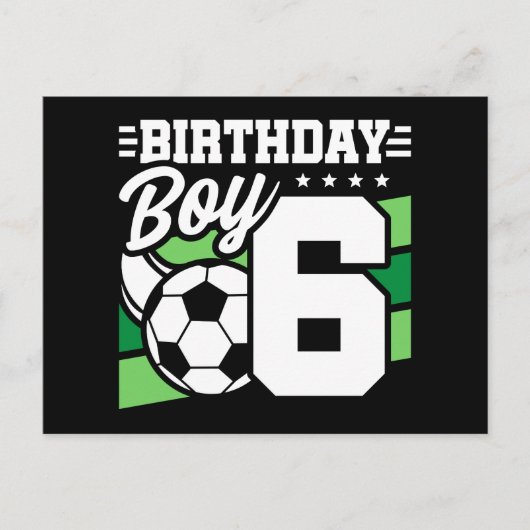 6歳の誕生日 サッカー パーティー 男子 6歳の誕生日 ポストカード (正面)