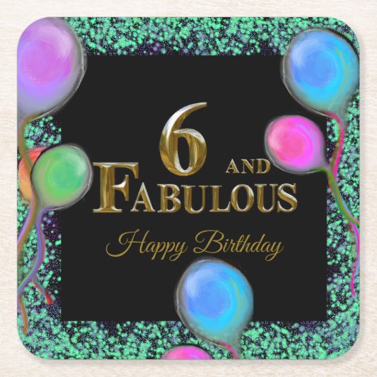 6歳の誕生日  スクエアペーパーコースター (正面)