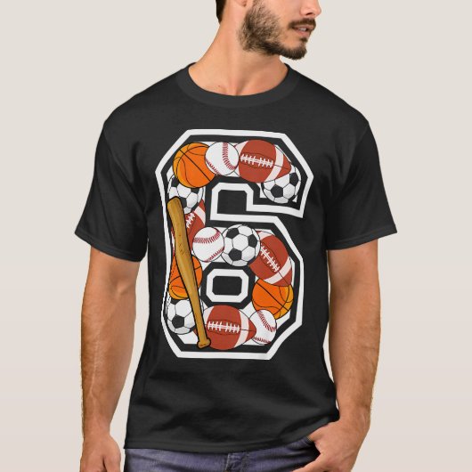 6歳の誕生日 スポーツ 誕生日パーティー 6歳児 Tシャツ (正面)