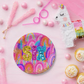 6歳の誕生日 レインボー スパンコール ペーパープレート (パーティー)