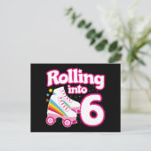 6歳の誕生日 ローラースケート ６歳お誕生日おめでとう ポストカード (スタンド正面)