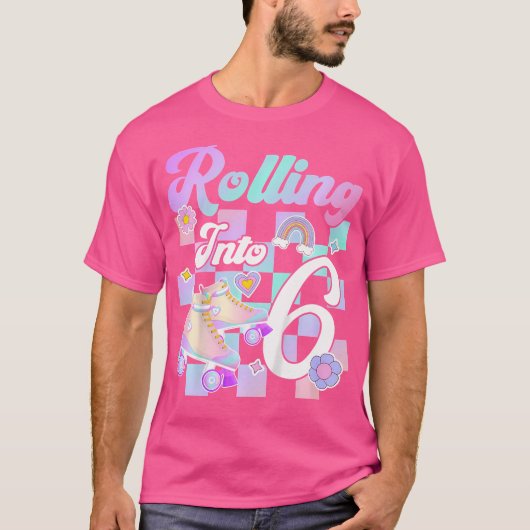 6歳の誕生日 ローラースケート Tシャツ (正面)