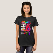 6歳の誕生日 女の子 パーティー 可愛い 猫 6歳 Tシャツ (正面フル)