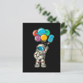 6歳の誕生日 宇宙飛行士 風船 惑星 ポストカード (スタンド正面)