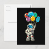 6歳の誕生日 宇宙飛行士 風船 惑星 ポストカード (正面/裏面)