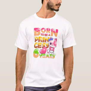 6歳の誕生日 猫 プリンセス キッズ 女の子 Tシャツ