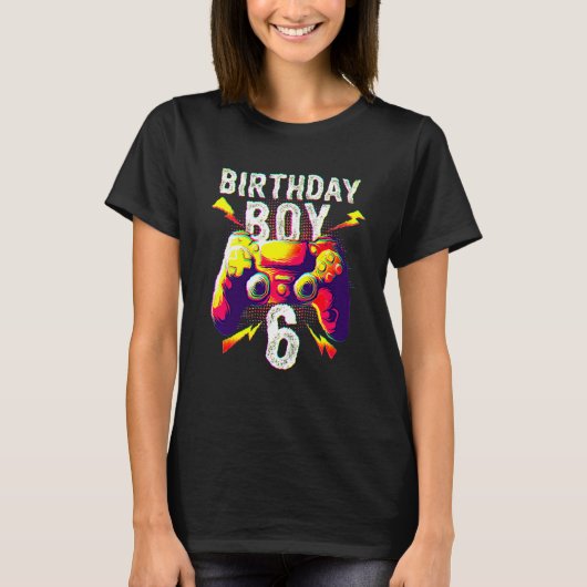 6歳の誕生日+男の子+ゲーマー+おもしろ Tシャツ (正面)