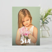 6歳の誕生日 男の子 女の子 数字の6 フォトオーバーレイ 招待状 (スタンド正面)