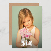 6歳の誕生日 男の子 女の子 数字の6 フォトオーバーレイ 招待状 (正面/裏面)